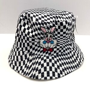 Disney Parks Alice In Wonderland Rabbit Checkered Bucket Adult Hat 59cm NWT